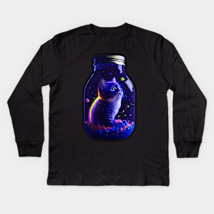 Galaxy environment capturing A whimsical, a small kitty Kids Long Sleeve T-Shirt